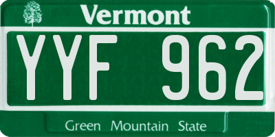 VT license plate YYF962