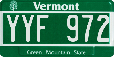 VT license plate YYF972