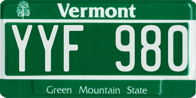 VT license plate YYF980