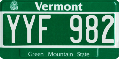 VT license plate YYF982