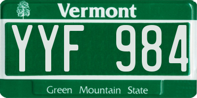 VT license plate YYF984
