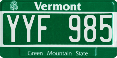 VT license plate YYF985