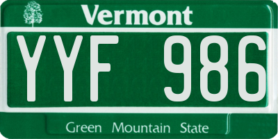 VT license plate YYF986