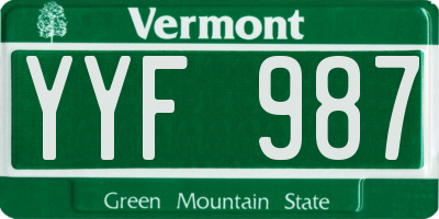 VT license plate YYF987