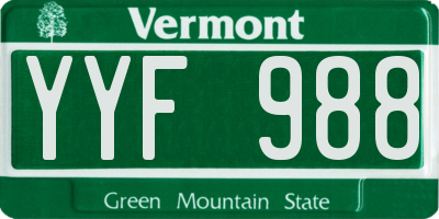 VT license plate YYF988