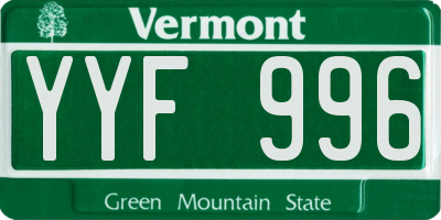 VT license plate YYF996