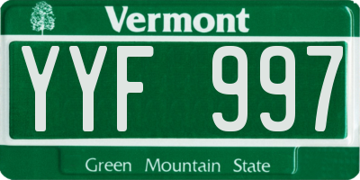 VT license plate YYF997