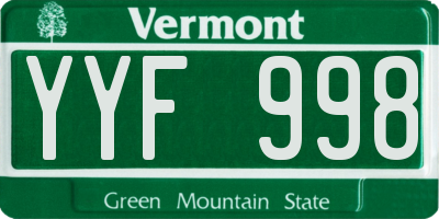 VT license plate YYF998