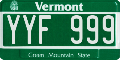 VT license plate YYF999