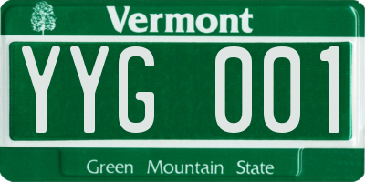 VT license plate YYG001
