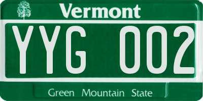 VT license plate YYG002