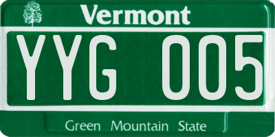 VT license plate YYG005