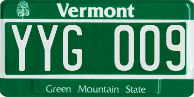 VT license plate YYG009