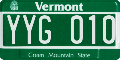 VT license plate YYG010