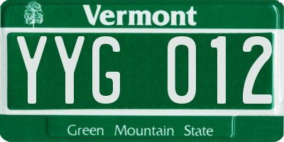 VT license plate YYG012