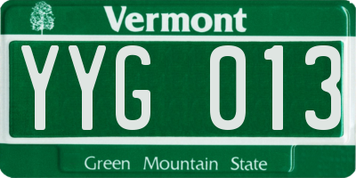 VT license plate YYG013