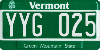 VT license plate YYG025