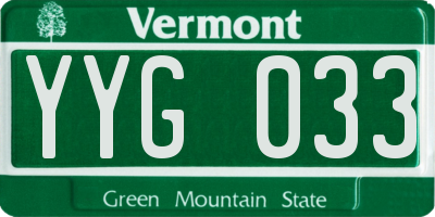 VT license plate YYG033