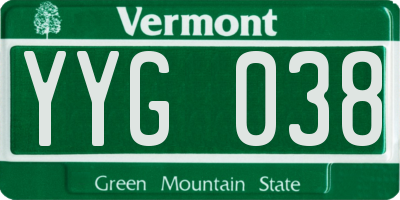 VT license plate YYG038