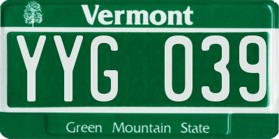 VT license plate YYG039