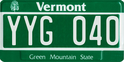 VT license plate YYG040