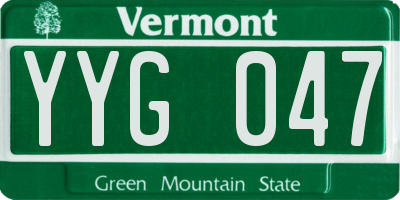 VT license plate YYG047