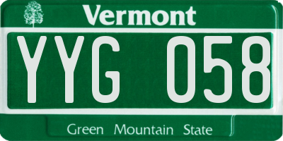 VT license plate YYG058