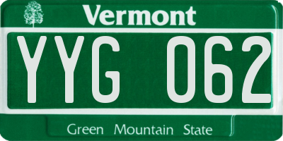 VT license plate YYG062