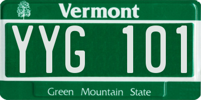 VT license plate YYG101