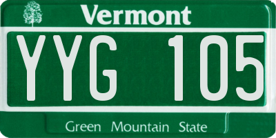 VT license plate YYG105