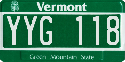VT license plate YYG118