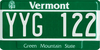 VT license plate YYG122