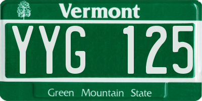 VT license plate YYG125