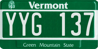 VT license plate YYG137