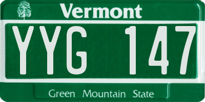 VT license plate YYG147