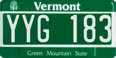 VT license plate YYG183
