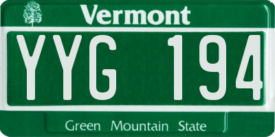 VT license plate YYG194