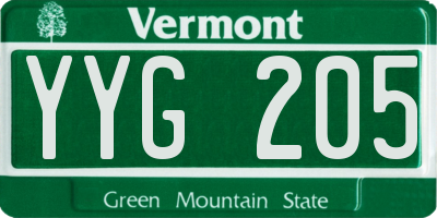 VT license plate YYG205