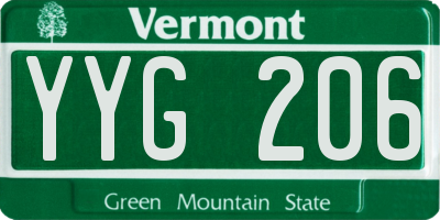 VT license plate YYG206