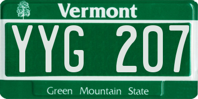 VT license plate YYG207