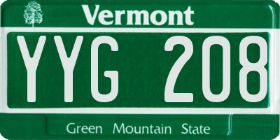 VT license plate YYG208