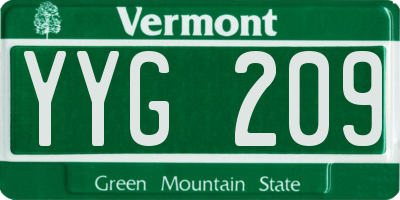 VT license plate YYG209
