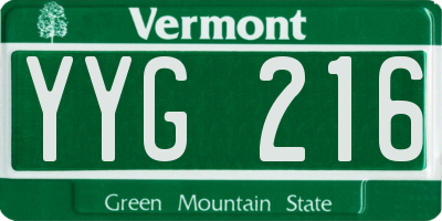 VT license plate YYG216