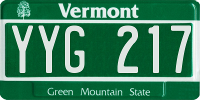 VT license plate YYG217
