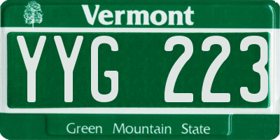VT license plate YYG223
