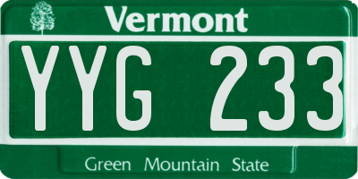 VT license plate YYG233