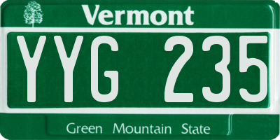 VT license plate YYG235