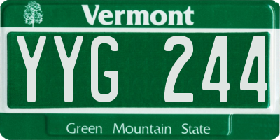 VT license plate YYG244