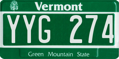 VT license plate YYG274