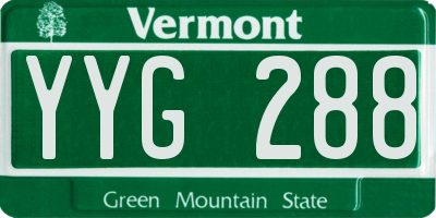 VT license plate YYG288